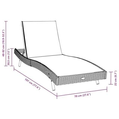 Ligstoel met kussen -persoon 2 pcs Zwart 40 x 40 x 40.5 cm Poly riet