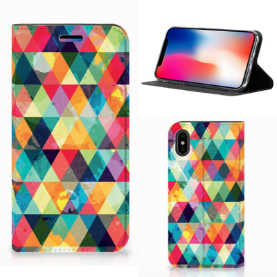 Apple iPhone X | Xs | Hoesje met Magneet | Geruit