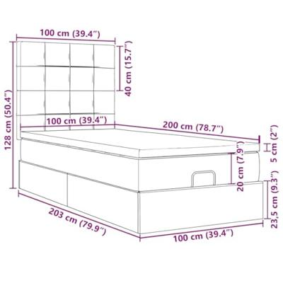 Ottoman bed met matrassen en LED's 100x200cm fluweel lichtgrijs