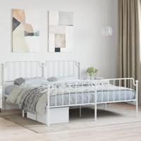 Bedframe met hoofd- en voeteneinde metaal wit 183x213 cm - thumbnail