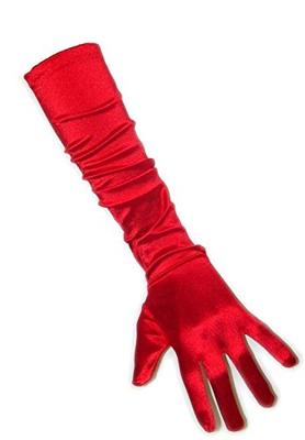 Handschoenen satijn rood extra lang