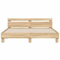 Bedframe met hoofdeinde bewerkt hout sonoma eiken 200x200 cm - thumbnail