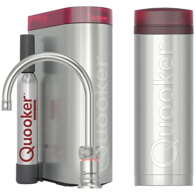 Quooker Classic Nordic Round Kokendwaterkraan Single Tap Set - Kokend Water - RVS - Inclusief PRO3 Reservoir & CUBE - Direct Gekoeld Bruisend Water