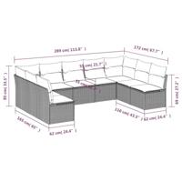 9-delige Loungeset met kussens poly rattan bruin - thumbnail