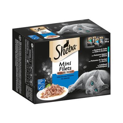 Sheba Mini Filets Vis Selectie in saus natvoer kat (zakjes 85 g) 12 x 85 g