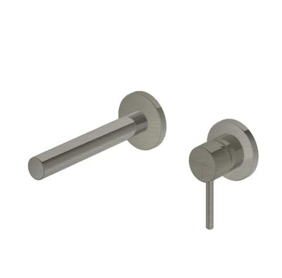 Wastafelmengkraan Hotbath Buddy Inbouw 3+3 Inbouwsysteem 1-hendel Uitloop Recht 17 cm Geborsteld Nikkel