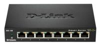 D-Link DGS-108 8-Port Layer2 Gigabit Switch (tot 1000 Mbps gegevensoverdracht per poort, non-blocking architectuur, zonder ventilator, metalen behuizing) zwart, 8 Ports - thumbnail