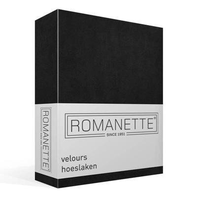 Romanette Hoeslaken Velours Zwart-80/90/100 x 200/210/220 cm