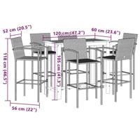 7-delige Tuinbarset massief acaciahout en poly rattan grijs - thumbnail