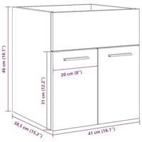 Wastafelkast 41x38,5x46 cm bewerkt hout betongrijs - thumbnail