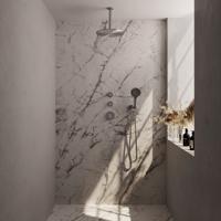 Brushed PVD Stainless Steel Thermostatic Shower Set with 30 cm Rain Shower Head - thumbnail