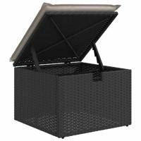 6-delige Loungeset met kussens poly rattan acacia zwart - thumbnail
