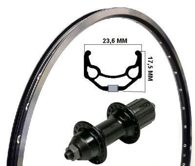 Kgs achterwiel 28 inch (622) zac19 zw/zilver cassette 7 speed uitval