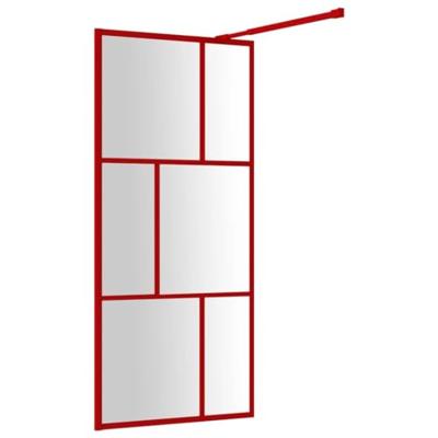 VidaXL Inloopdouchewand transparant 80x195 cm esg-glas rood