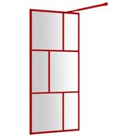 VidaXL Inloopdouchewand transparant 80x195 cm esg-glas rood - thumbnail