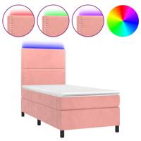 Boxspring met matras en LED fluweel roze 90x200 cm - thumbnail