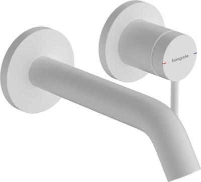 Hansgrohe Tecturis S ééngreeps wastafelkraan inbouw voor wandmontage, met uitloop 16,5 cm, mat wit