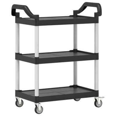 Trolley 3-laags 81x41x92 cm aluminium zwart Trolley 3-laags 81x41x92 cm aluminium zwart