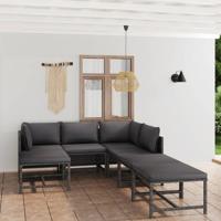 7-delige Loungeset met kussens poly rattan grijs - thumbnail