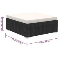 6-delige Loungeset met kussens poly rattan zwart - thumbnail