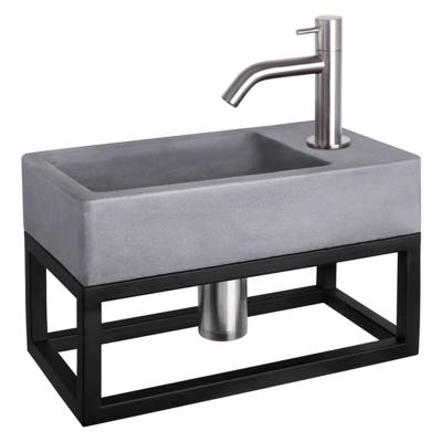 Differnz Differnz Force fonteinset beton donkergrijs - kraan gebogen - met handdoekrek mat chroom Differnz Differnz Force fonteinset beton donkergrijs - kraan gebogen - met handdoekrek mat chroom