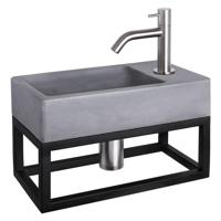 Differnz Differnz Force fonteinset beton donkergrijs - kraan gebogen - met handdoekrek mat chroom - thumbnail