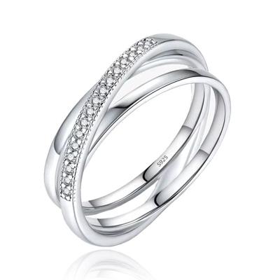 Elenza Sterling .925 Zilveren Dubbele Ring met Zirkonia-17mm
