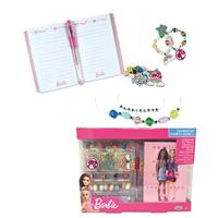 Mattel Barbie sieradenset bedeltjes armbanden glitterpen en dagboek - thumbnail