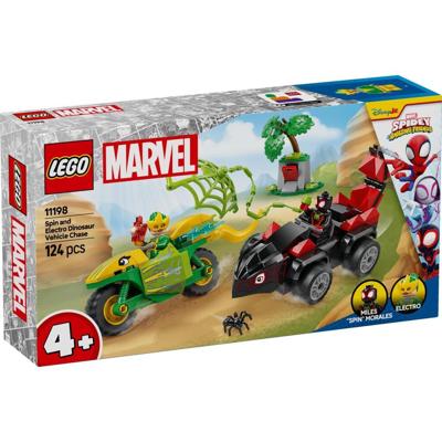LEGO Marvel Spin en electro achtervolging met dinosaurusvoertuig 11198
