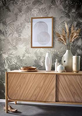 Noordwand Botanica Behang met grote bladeren in metallic goud-chrome 33302