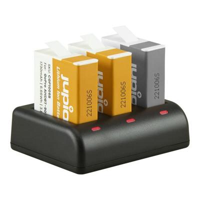 Jupio Kit: 2 x Enduro accu GoPro Hero9, Hero10, Hero11, Hero12 + compacte Triple oplader