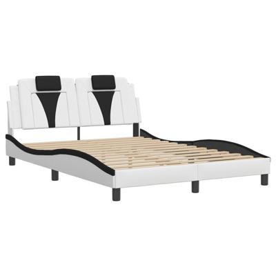 Bedframe "Viana" zonder matras kunstleer wit en zwart 140x190 cm