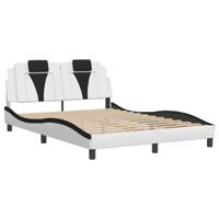 Bedframe "Viana" zonder matras kunstleer wit en zwart 140x190 cm - thumbnail