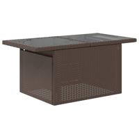 Tuintafel met glazen blad 100x55x73 cm poly rattan bruin - thumbnail