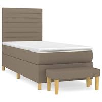 Boxspring met matras stof taupe 100x200 cm - thumbnail