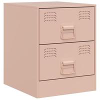 Nachtkastjes 2 st 34,5x39x44 cm staal roze - thumbnail