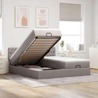 Ottoman bed met matrassen en LED's 160x200cm stof taupe - thumbnail