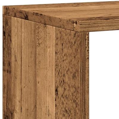 Boekenkast 137,5x29x137,5 cm bewerkt hout oud houtkleurig