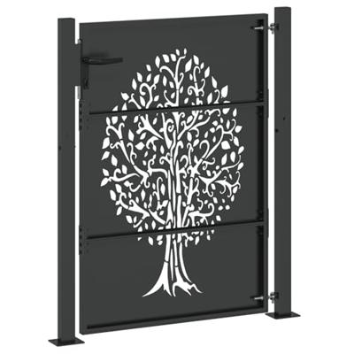 Tuinpoort met slot Zwart 105 x 150 cm Poedergecoat staal