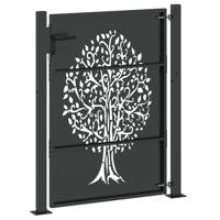 Tuinpoort met slot Zwart 105 x 150 cm Poedergecoat staal - thumbnail
