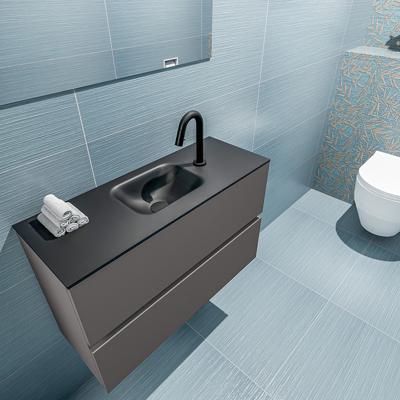 MONDIAZ ADA 80cm toiletmeubel dark grey. LEX wastafel urban midden 1 kraangat MONDIAZ ADA 80cm toiletmeubel dark grey. LEX wastafel urban midden 1 kraangat