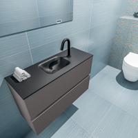 MONDIAZ ADA 80cm toiletmeubel dark grey. LEX wastafel urban midden 1 kraangat - thumbnail