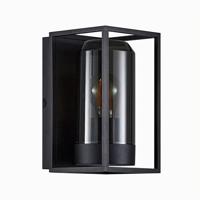 Nordlux Griffin wandlamp zwart met smokeglas & E27 fitting 23 cm - thumbnail