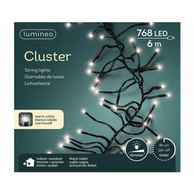 Lumineo led cluster zwarte kabel 6m 768led  warm wit
