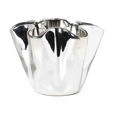 Vaas golf - zilverkleurig - 24x22x17.7 cm