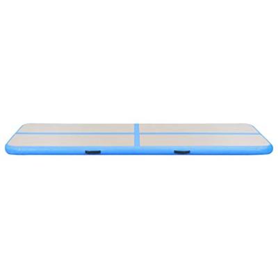 Gymnastiekmat met pomp opblaasbaar 500x100x10 cm PVC blauw