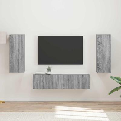 Tv-meubelset Wandgemonteerd 2 pcs Grijs Sonoma Bewerkt hout