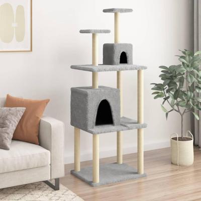 VidaXL Kattenmeubel met sisal krabpalen 167 cm lichtgrijs VidaXL Kattenmeubel met sisal krabpalen 167 cm lichtgrijs