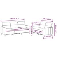 2-delige Loungeset met kussens stof bruin - thumbnail