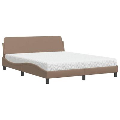 Bed met matras kunstleer cappuccinokleurig 160x200 cm